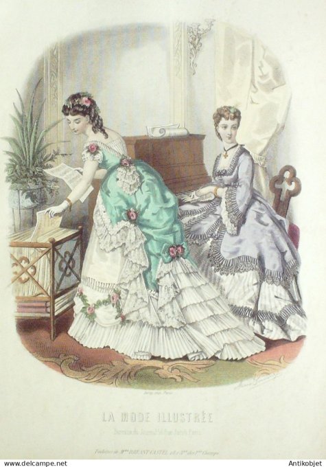 Gravure Mode illustree 1870 # 14 (Old Fashion plate)