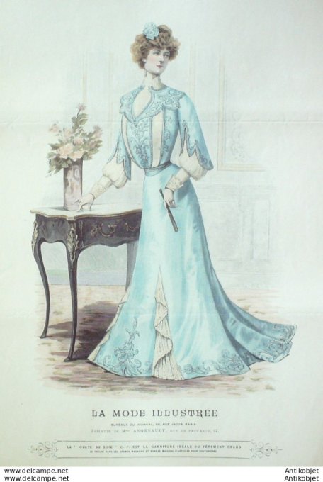 Gravure Mode illustree 1901 #  4 (Old Fashion plate) rare