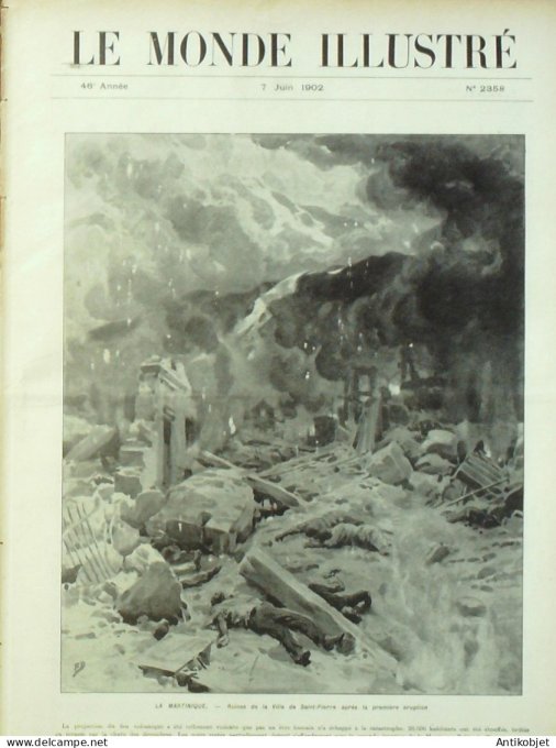 Le Monde illustré 1902 n°2358 Martinique St-Pierre Danemark Copenhague Dunkerque (62) Dinan (35)