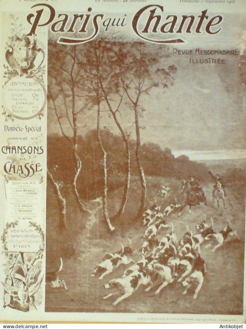 Paris qui chante 1905 n°137 Chansons de Chasse numéro Spécial