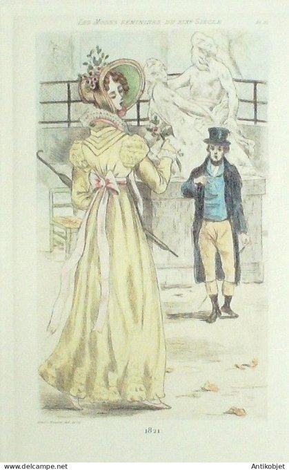 Gravure Mode Boutet (pointe seche aquarellee old Fashion plate) Pl 21-1902