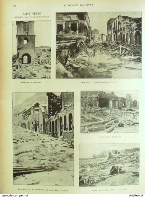 Le Monde illustré 1902 n°2358 Martinique St-Pierre Danemark Copenhague Dunkerque (62) Dinan (35)