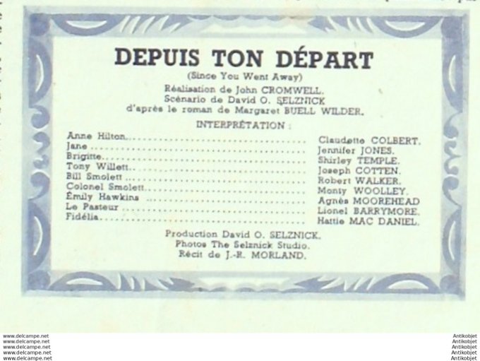 Mon Film 137 49-04- 6 Depuis ton depart Jennifer Jones Shirley Temple