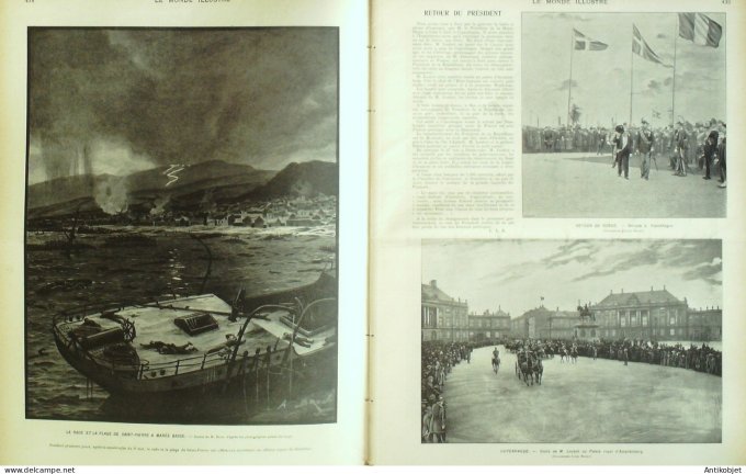 Le Monde illustré 1902 n°2358 Martinique St-Pierre Danemark Copenhague Dunkerque (62) Dinan (35)