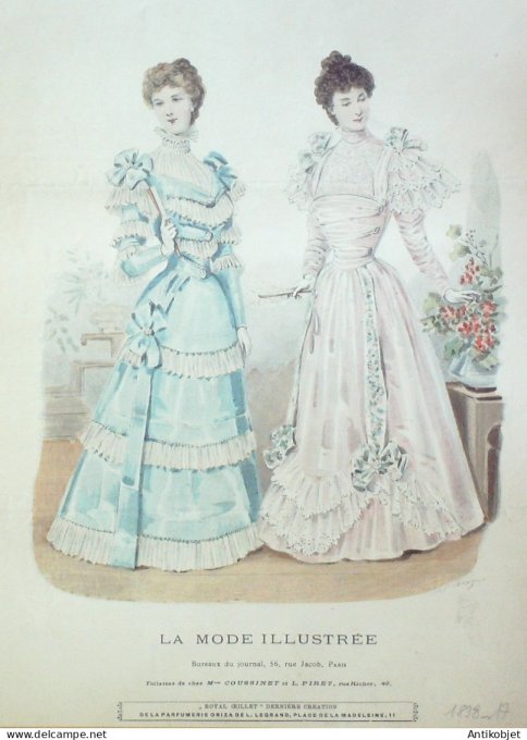 Gravure Mode illustree 1898 # 17 (Old Fashion plate) RARE