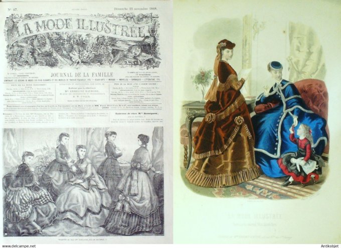 La Mode illustrée journal + gravure associée 1868 # 47