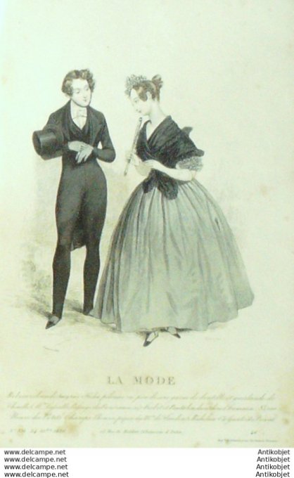 Gravure La mode 1836 # 536 (aquarelle old Fashion plate)