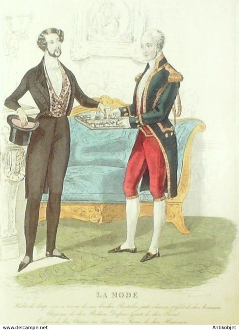 Gravure La mode 1837 # 552 (aquarelle old Fashion plate)