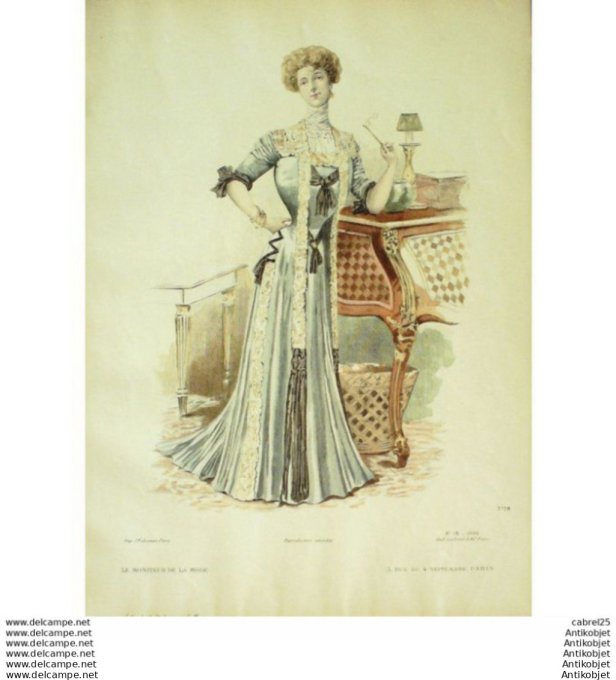 Gravure Mode Le Moniteur 1900 # 12 (Old Fashion plate)