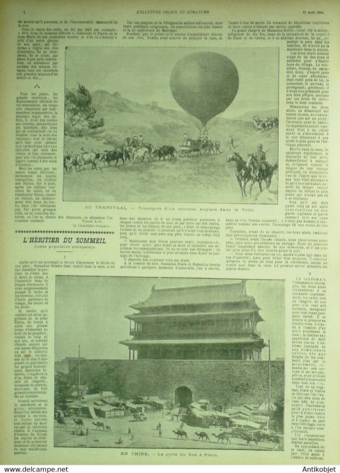 Soleil du Dimanche 1900 n°33 Chine Pékin Garde Japon Mousmé Transvaal aérostat