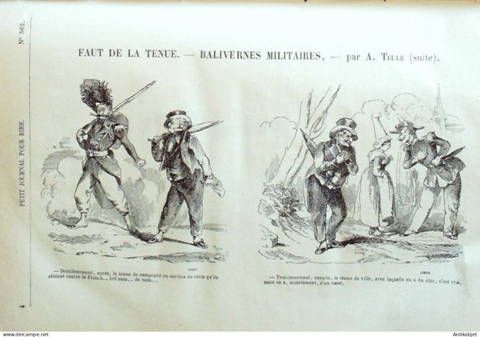 Petit journal pour Rire 1864 # 562 Faut de la tenue militaires Teulb