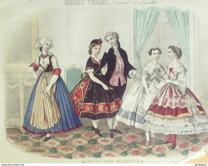 Gravure Mode Musee des familles 1864 #  1 (Old fashion plate)