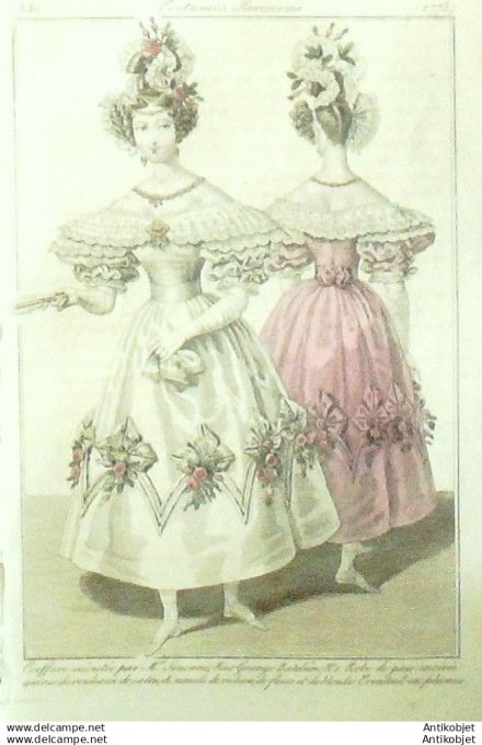 Gravure Mode Costume Parisien 1830 # 2773 (eau forte old Fashion plate