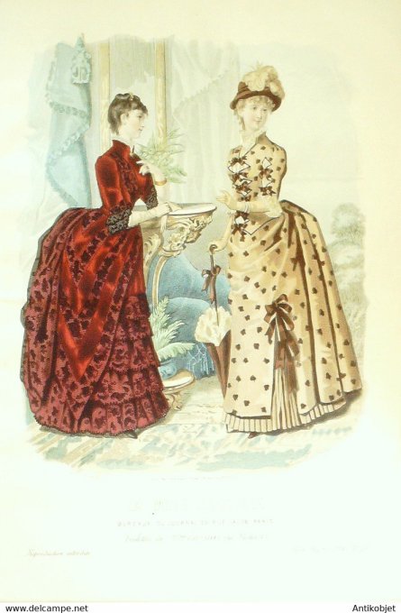 Gravure de mode La Mode illustrée 1884 n°20 (Maison Coussinet)