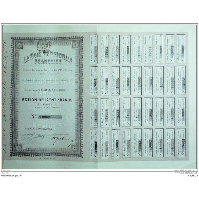 LA SOIE ARTIFICIELLE-RENNES (35)-ACTION-100 FR-1919