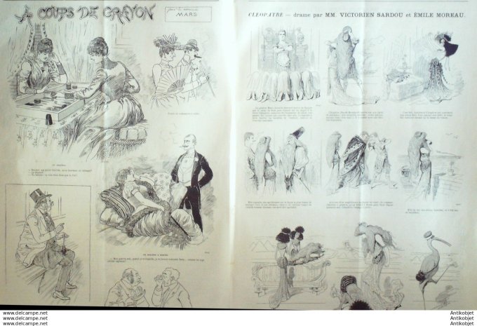 Le Journal Amusant 1890 # 1785 Cleopatre drame Victorien Sardou & Emile Moreau L'age du Zinc par Leo