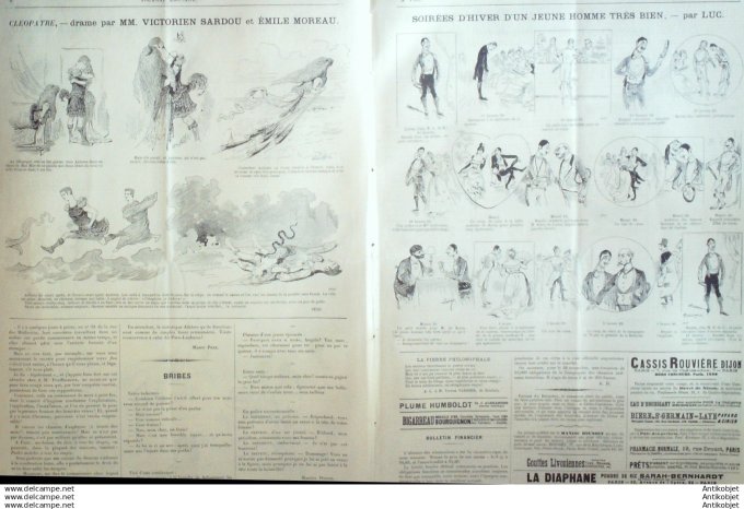 Le Journal Amusant 1890 # 1785 Cleopatre drame Victorien Sardou & Emile Moreau L'age du Zinc par Leo
