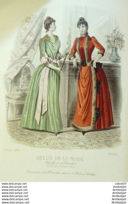 Gravure Mode La Gazette 1888 # 879 (Old Fashion plate)