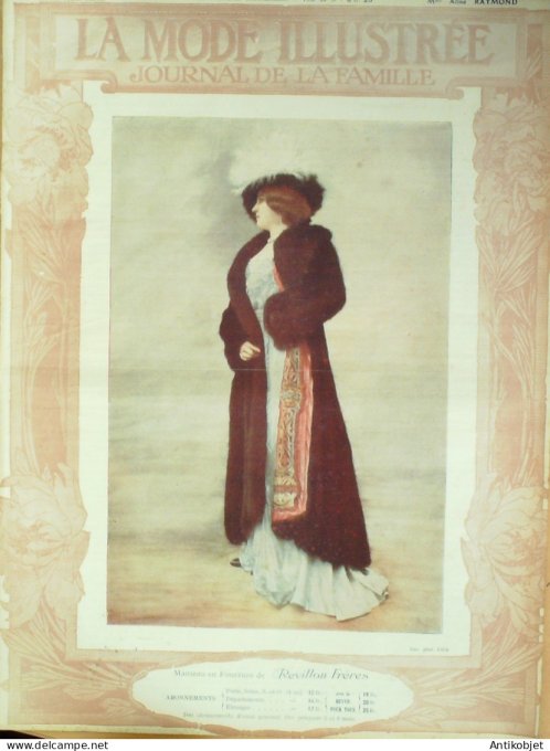 La Mode illustrée journal 1910 n° 51 Toilettes Costumes Passementerie
