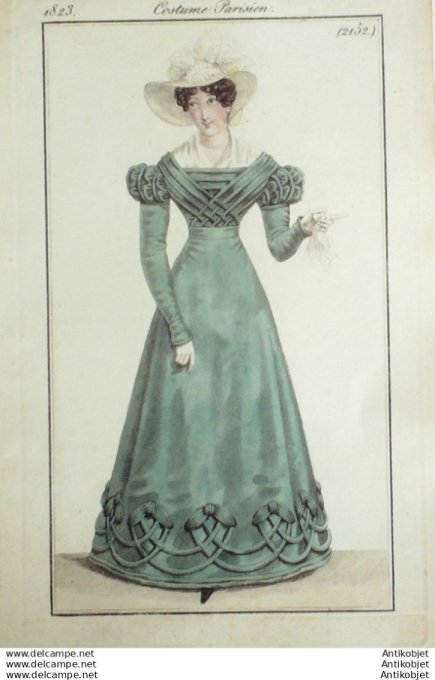 Gravure Mode Costume Parisien 1823 # 2152 (eau forte old Fashion plate
