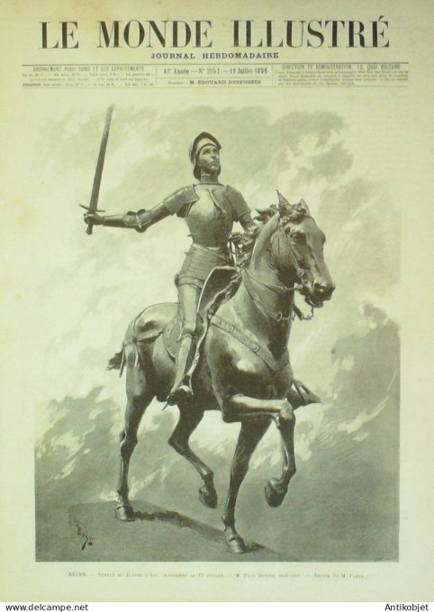 Le Monde illustré 1896 n°2051 Reims (51) Jeanne d'Arc  Avignon (84) Douai (59) Madagascar Aix-la-Cha