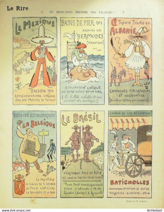 Le Rire 1914-07-25 # 599 Journal humoristique Ed.Originale Cronstadt M.Viviani