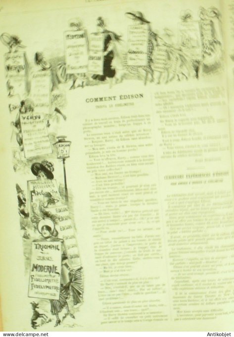 La Caricature 1880 #  25 Invention d'Edison le Fidélimètre Barret Robida Quidam