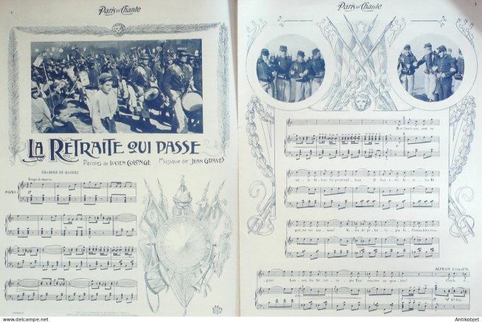Paris qui chante 1905 n°135 Godillots Fantassins l'enfant du bataillon