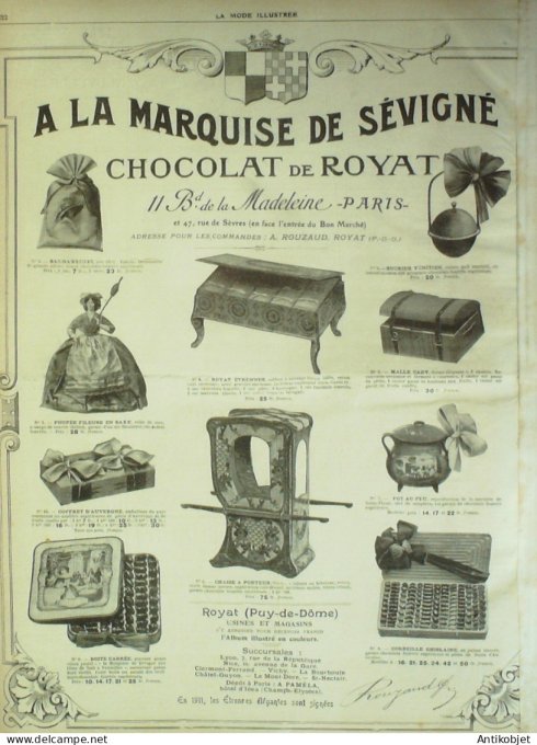 La Mode illustrée journal 1910 n° 51 Toilettes Costumes Passementerie