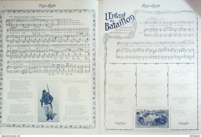 Paris qui chante 1905 n°135 Godillots Fantassins l'enfant du bataillon