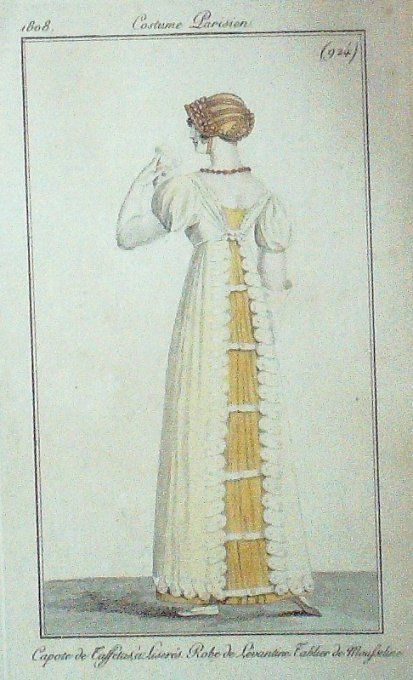 Gravure Mode Costume Parisien 1808 #  924 (eau forte old Fashion plate