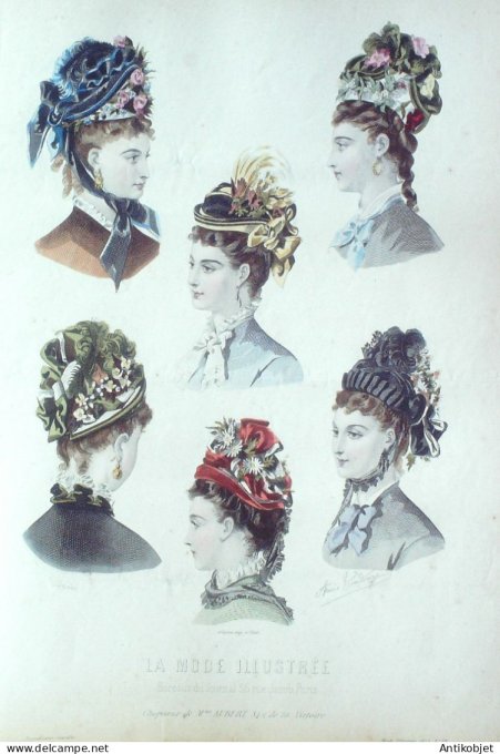 Gravure Mode illustree 1874 # 19 (Old Fashion plate)