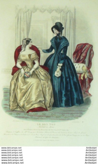 Gravure Mode Le Bon Ton 1846 13 # 21 (aquarelle old fashion plate)