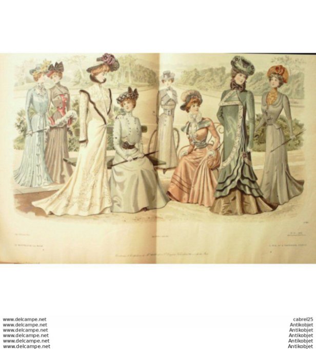 Gravure Mode Le Moniteur 1900 # 14 (Old Fashion plate)