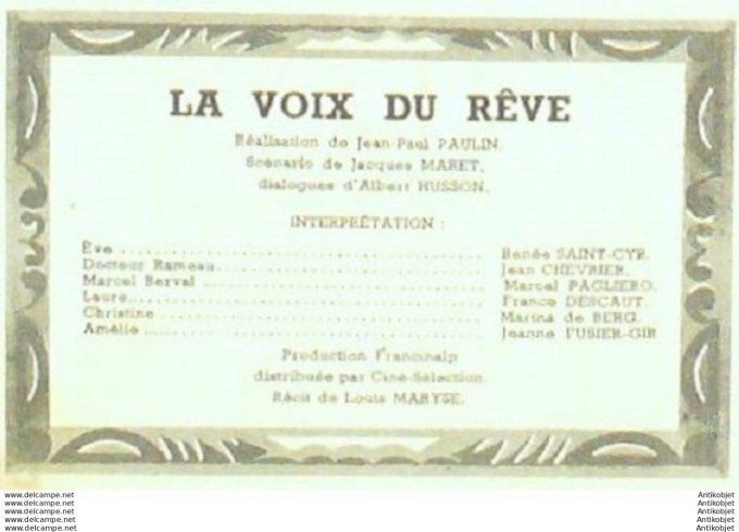 Mon Film 148 49-06-22 La Voix du Reve Renee de St Cyr Jean Chevrier