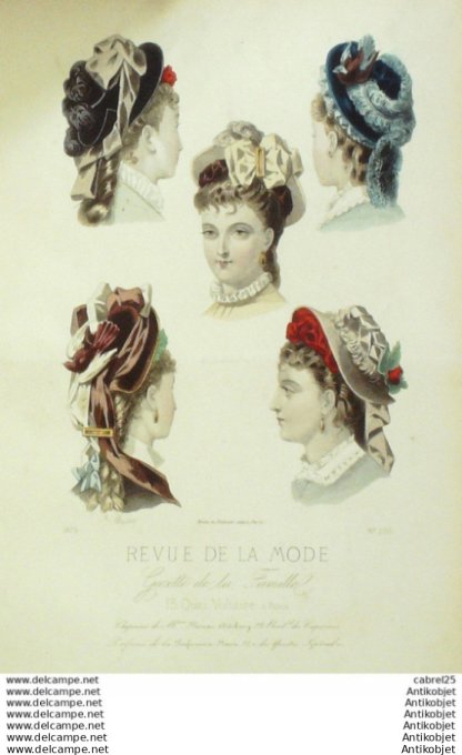 Gravure Mode La Gazette 1875 # 200 (Old Fashion plate)