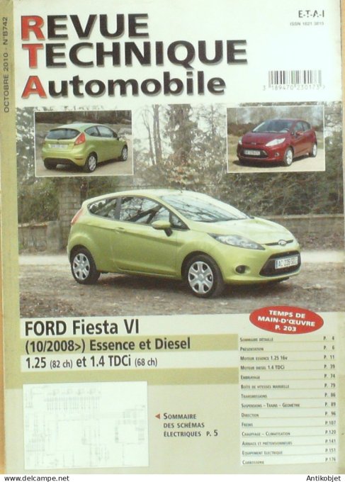 Revue Tech. Automobile 2010 n°B742 Ford Fiesta VI