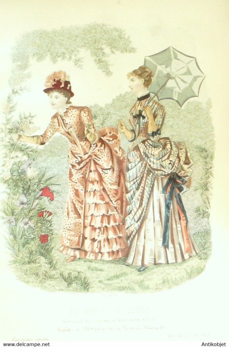 Gravure de mode La Mode illustrée 1884 n°21 (Maison Delaunay)