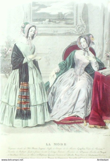 Gravure La mode 1844 # 26 (aquarelle old Fashion plate)