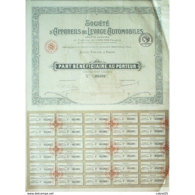 SOCIETE d'APPAREILS de LEVAGE AUTOMOBILES-PARIS-ACTION-100 FR-1928