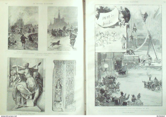 Le Monde illustré 1886 n°1552 Joinville-le-Pont (94) Pompiers Paysans bretons
