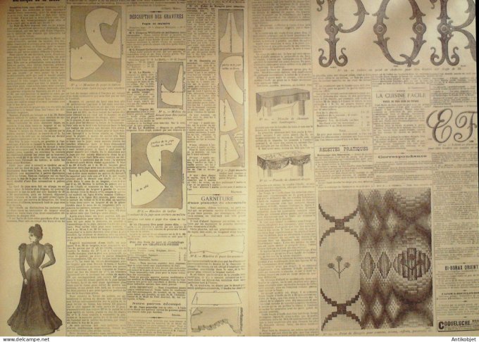 La Mode du Petit journal 1898 n° 10 Toilettes Costumes Passementerie