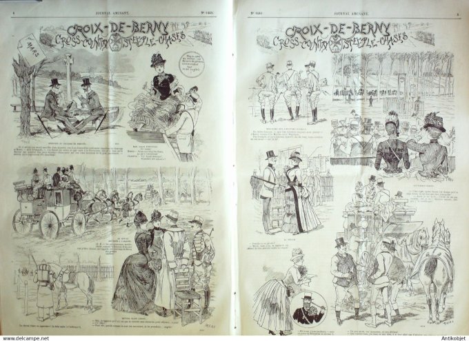 Le Journal Amusant 1884 # 1443 Croix de Berny cross country Steeple chases par Mars