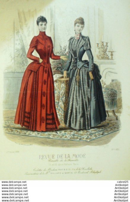 Gravure Mode La Gazette 1888 # 881 (Old Fashion plate)