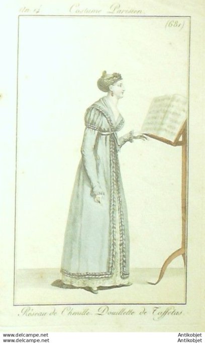 Gravure Mode Costume Parisien 1806 an 14 # 681 (eau forte old Fashion plate