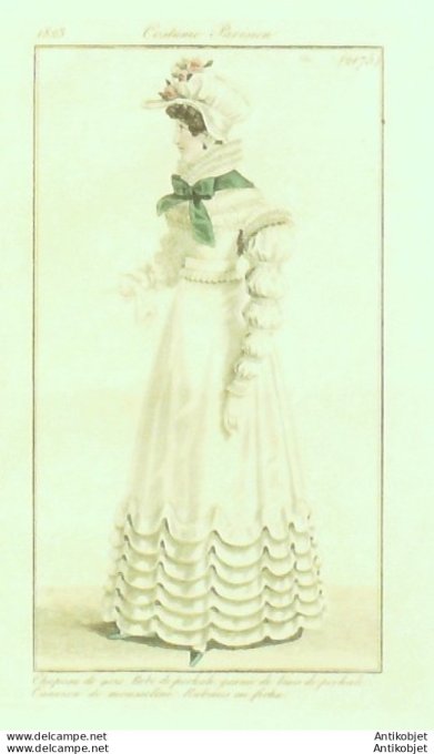 Costume Parisien 1823 # 2175 Robe Perkale baiais Canezou