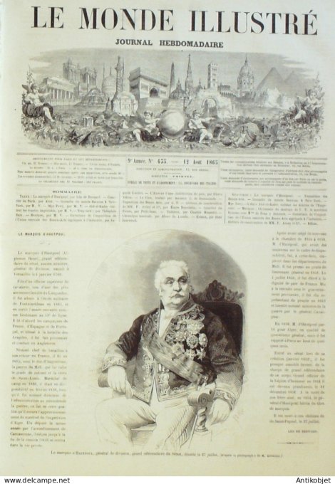 Le Monde illustré 1865 n°435 Italie Venise  Etats-Unis New-York Incendie Algérie Abd-El-Kader