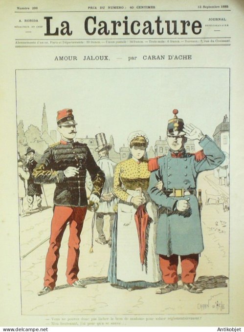 La Caricature 1885 #298 Amour jaloux Caran d'Ache Gino Job De Galifet paar Luque Caran d'Ache
