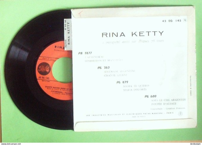 Ketty Rina 45T EP Chante encore dans la nuit (languette) 1964