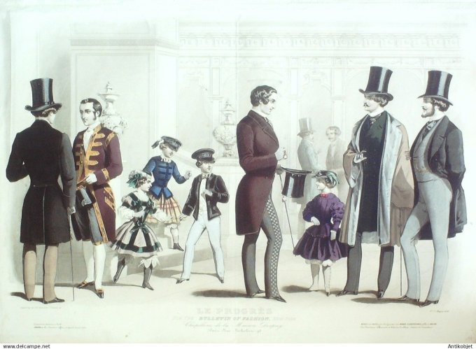 Gravure de Mode originale Le Progres 1856 # 75 (Maison Desprey)